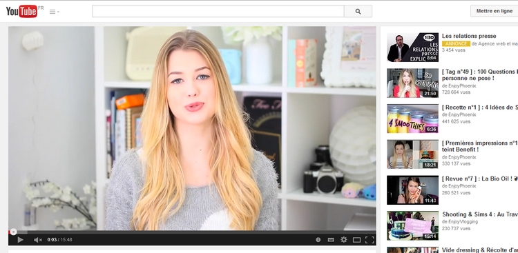 EnjoyPhoenix, la Youtubeuse qui fait trembler la presse féminine. (Capture d'écran chaîne Youtube d'EnjoyPhoenix)