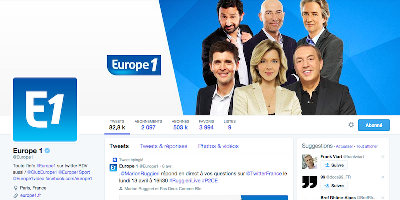 Compte Twitter d'Europe1 (Capture d'écran)